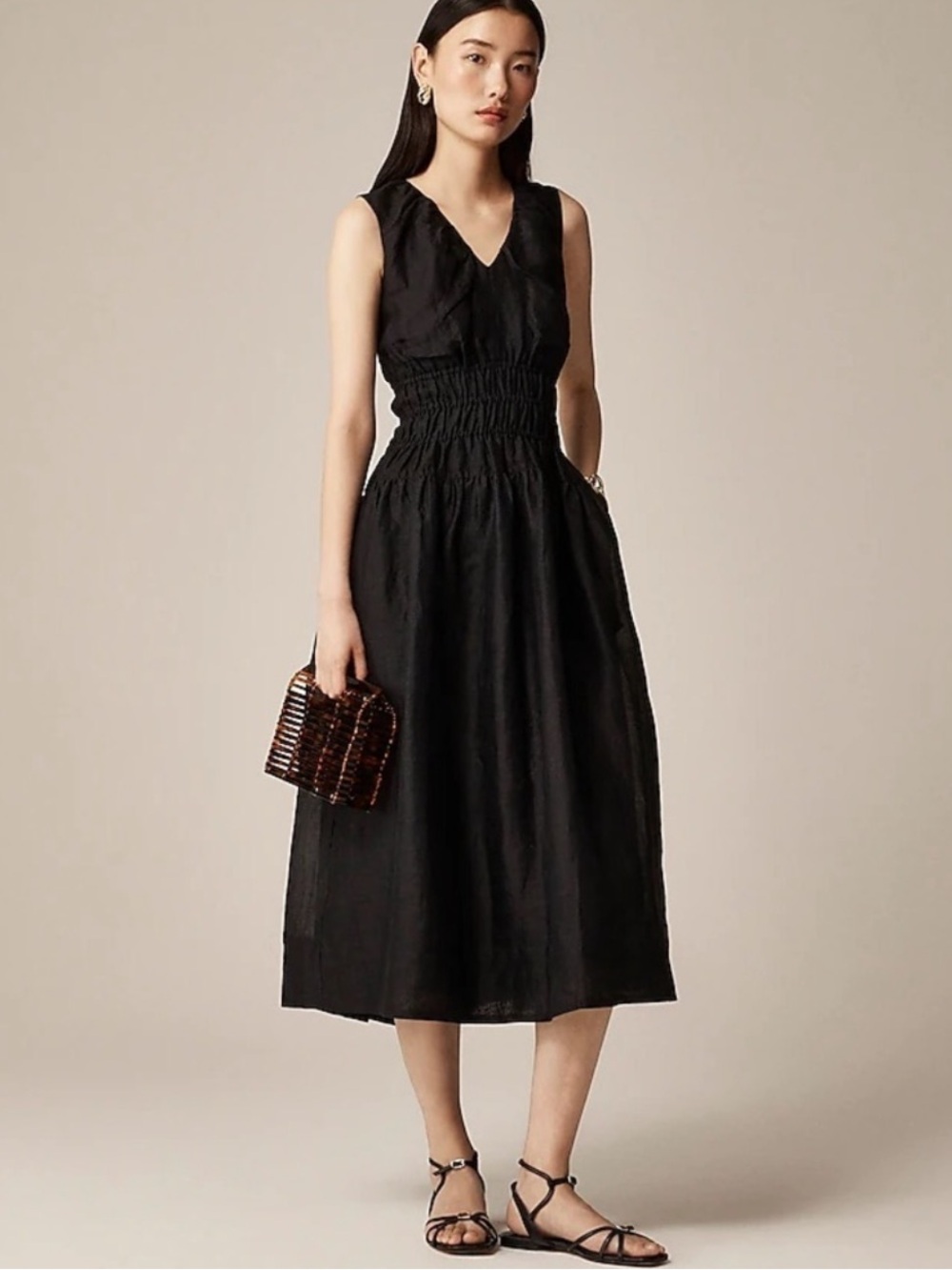JCrew Hyacinth Dress Black size XL Vneck Aline
